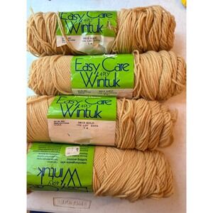 Lot of 4 Pauline Denham Easy Care Wintuk 4-Ply Yarn 0815 Gold Dye Lot 2396 USA